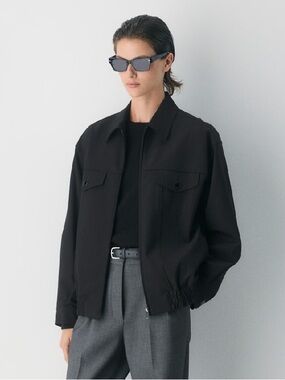 Babaton women’s Telegraph Black Lightweight Zip Bomber Jacket S